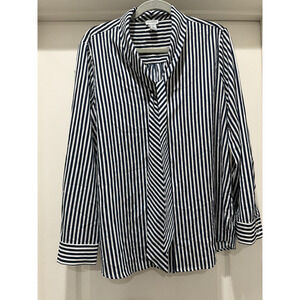 Paraphrase Navy/White Striped Blouse - Women’s Size L